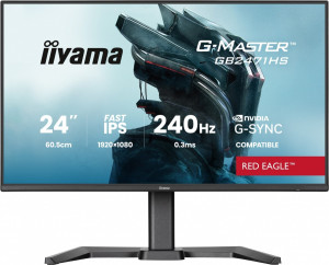 IIYAMA Monitor 23,8 cala GB2471HS-B1 Fast IPS,FHD,240Hz,2xHDMI,DP, 350cd, HAS(150) PIVOT, Adaptive G-SYNC - 1920 x 1080 @48-240Hz DisplayPort Only