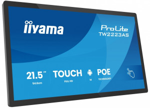 IIYAMA Monitor 21.5 cala ProLite TW2223AS-B3P POJ.10PKT.24/7,ANDROID14, 450 cd/m2, USB-C, 2x2W, RJ45, 3xUSB, iiSignage