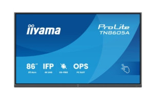 IIYAMA Monitor 86 cali TN8605A-B1AG IPS,4K,40pkt,500cd,nonOS,1200:1,5ms, DeepContrast-IR+, 1xVGA,2xHDMI,DP,USB-C(PD65W),2xRJ45,2x20W,PiP,PbP,UCHWYT