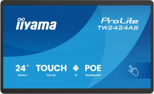 IIYAMA Monitor 23.8 cala ProLite TW2424AS-B3P POJ.10PKT.24/7,ANDROID14, IPS, USB-C, 2x5W, RJ45,dubbele microfoon, antireflectiecoating, PoE, iiSigna