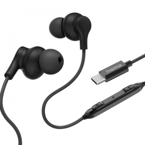 Hama Słuchawki douszne Curly USB-C czarne