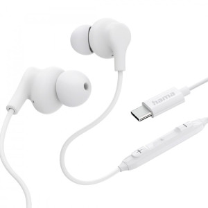 Hama Słuchawki douszne Curly USB-C białe