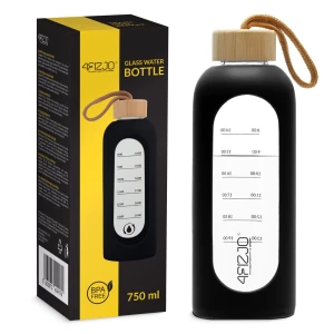 Sklenená fľaša na vodu 750 ml čierna