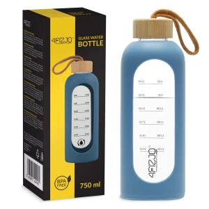 Sklenená fľaša na vodu 750 ml modrá