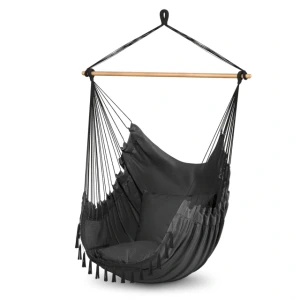Závesné brazílske kreslo BAHIO s vankúšmi - čierne