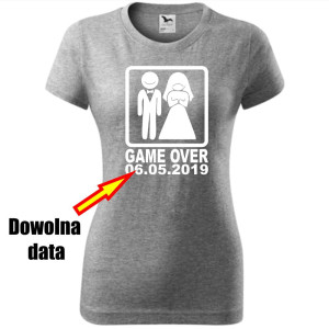 Damska koszulka taliowana - Game over + dowolna data