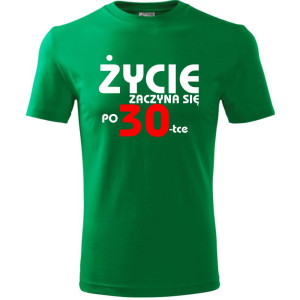 Męska koszulka - życie zaczyna się po 30 na prezent urodzinowy