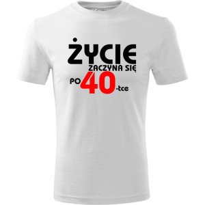 Męska koszulka - Życie zaczyna się po 40