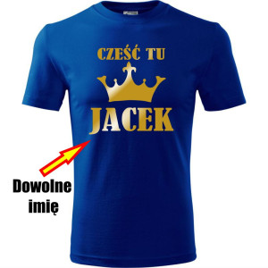 Męska koszulka - Cześć tu + dowolne imię