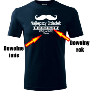 Męska koszulka - Najlepszy dziadek na świecie + dowolne imię + rok