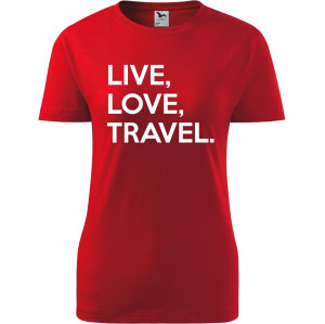 Damska koszulka taliowana Turystyczna - Live Love travel