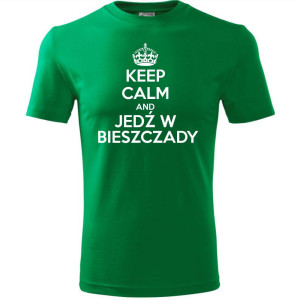 Męska koszulka Turystyczna - Keel calm and jedź w Bieszczady