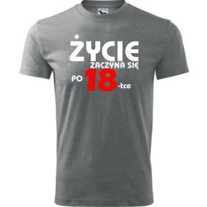 Męska koszulka - życie zaczyna się po 18