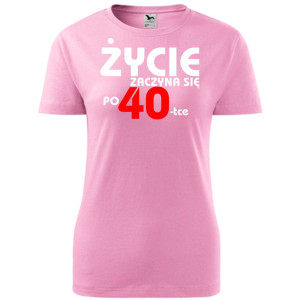 Damska koszulka taliowana - Życie zaczyna się po 40