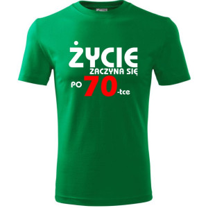 Męska koszulka - życie zaczyna się po 70