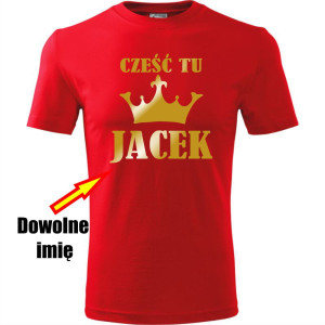 Męska koszulka - Cześć tu + dowolne imię