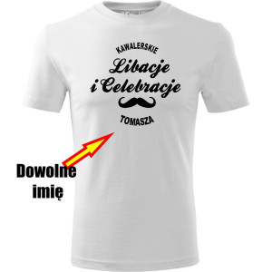 Męska koszulka - Libacje celebracje + dowolne imię, wieczór kawalerski prezent