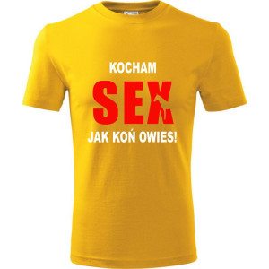 Męska koszulka - Kocham sex jak koń owies