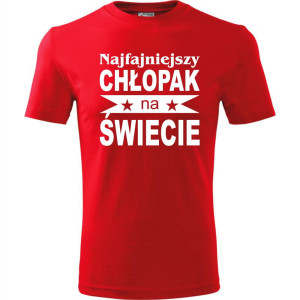 Męska koszulka - Najfajniejszy chłopak na świecie | Prezent na dzień chłopaka, urodziny, święta, Mikołaja, promocja, cena