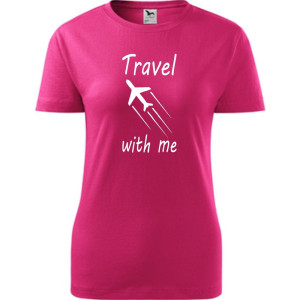 Damska koszulka taliowana Turystyczna - Travel with me