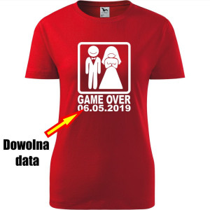 Damska koszulka taliowana - Game over + dowolna data