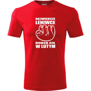 męska koszulka - największe leniwce rodzą się w lutym