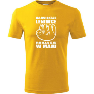 męska koszulka - największe leniwce rodzą się w maju