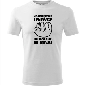 męska koszulka - największe leniwce rodzą się w maju