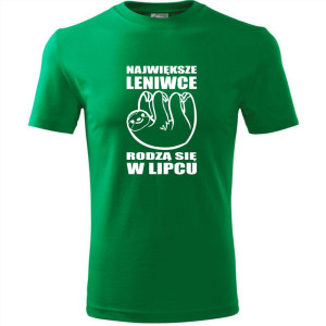 męska koszulka - największe leniwce rodzą się w lipcu