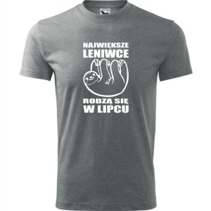 męska koszulka - największe leniwce rodzą się w lipcu