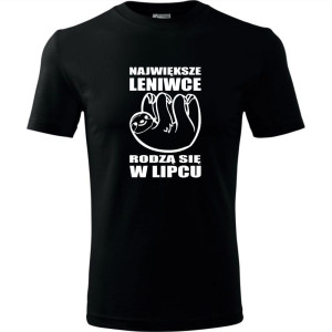 męska koszulka - największe leniwce rodzą się w lipcu