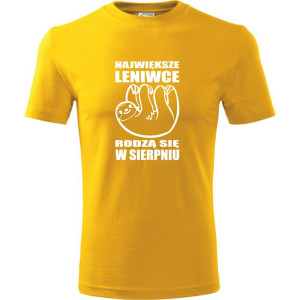 męska koszulka - największe leniwce rodzą się w sierpniu