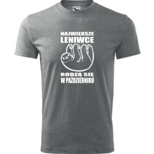 męska koszulka - największe leniwce rodzą się w październiku