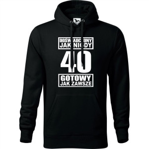 męska bluza z kapturem - doświadczony jak nigdy 40 gotowy jak zawsze