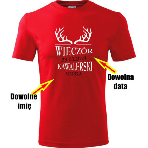 męska koszulka - wieczór kawalerski + twoje imię i data