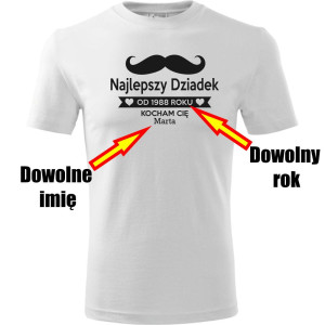 Męska koszulka - Najlepszy dziadek na świecie + dowolne imię + rok
