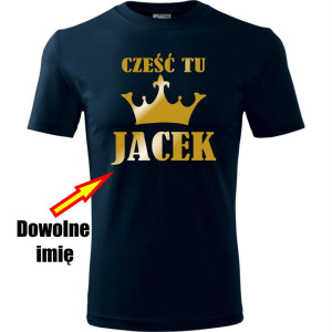 Męska koszulka - Cześć tu + dowolne imię