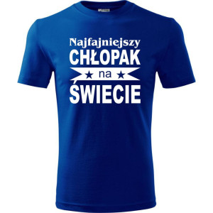 Męska koszulka - Najfajniejszy chłopak na świecie | Prezent na dzień chłopaka, urodziny, święta, Mikołaja, promocja, cena