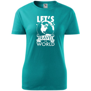 Damska koszulka taliowana Turystyczna - Let`s travel the world