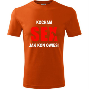 Męska koszulka - Kocham sex jak koń owies