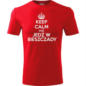 Męska koszulka Turystyczna - Keel calm and jedź w Bieszczady