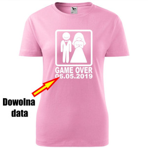 Damska koszulka taliowana - Game over + dowolna data