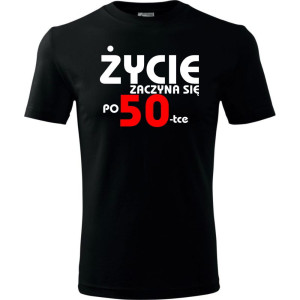 Męska koszulka - życie zaczyna się po 50, t-shirt na prezent