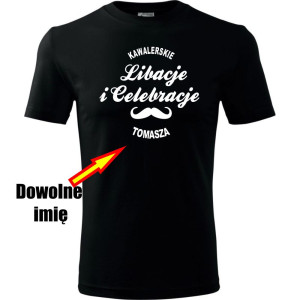 Męska koszulka - Libacje celebracje + dowolne imię, wieczór kawalerski prezent
