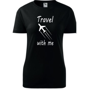 Damska koszulka taliowana Turystyczna - Travel with me