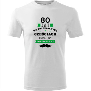 męska koszulka - 80 lat na oryginalnych częściach, unikatowy egzemplarz