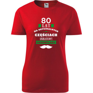 damska koszulka taliowana - 80 lat na oryginalnych częściach, unikatowy egzemplarz