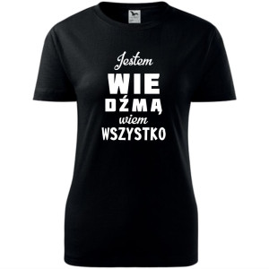 damska koszulka taliowana - jestem wiedźmą - wiem wszystko