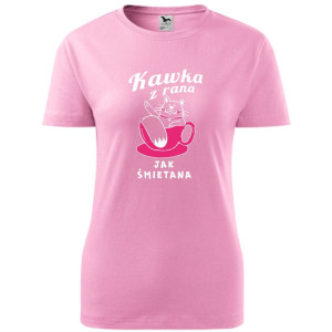 damska koszulka taliowana - kawka z rana jak śmietana