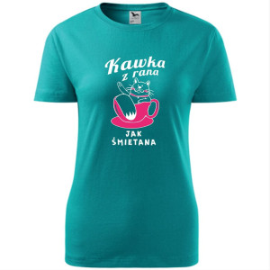 damska koszulka taliowana - kawka z rana jak śmietana